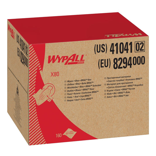 Kimberly Clark WypAll X80 Cloths Blue 11.1" x 16.8" BRAG Box 160 / cs Brand Name Kimberly Clark Item 41041