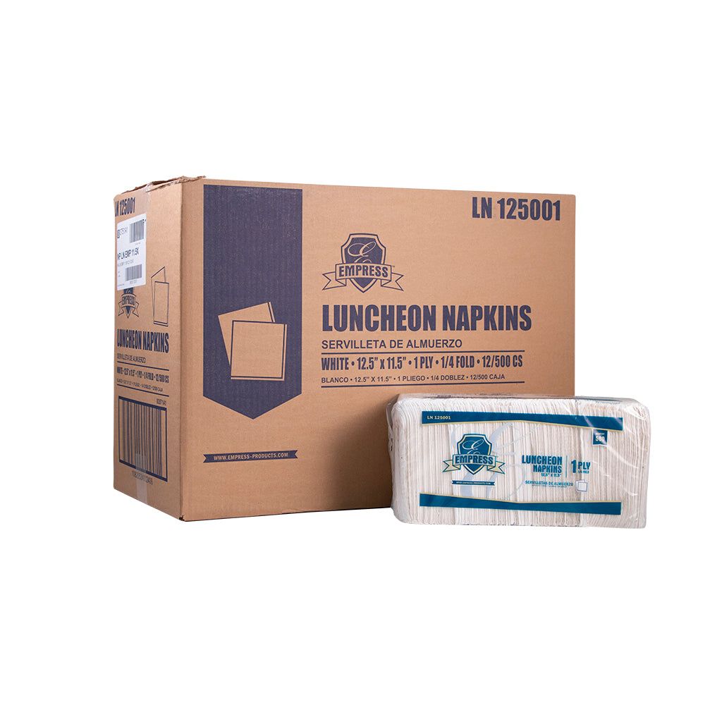 Empress 1-Ply Luncheon Napkin 11.5 X 12.5, White, 1/4 Fold 12 / 500 cs Brand Name Empress Item LN 125001 - Raemart