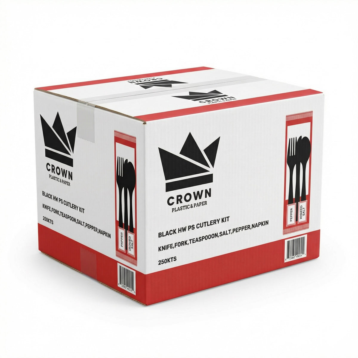 6 pcs Cutlery Kit Black Heavy-Weight PS Brand Name Crown Item CKHWBPS-250