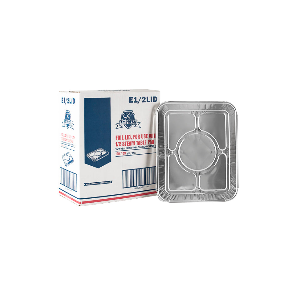 Empress Foil Lid for 1/2 SteamTable Pan 12.68" x 10.35" x .28" 100 / cs Brand Name Empress Item E1/2LID - Raemart
