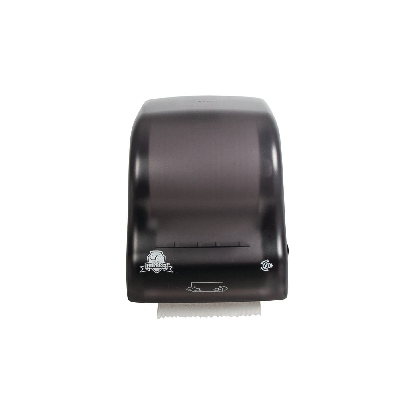 Empress Dispenser for Hardwound Towel Black, Mechanical Hands Free 1 / ea Brand Name Empress Item EMP7400 - Raemart