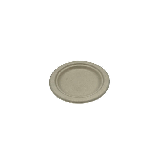 Empress Earth Heavy Weight Plate 6" Natural White Bagasse PFAS Free 8 / 125 cs Brand Name Empress Earth Item EPL-06-PF - Raemart
