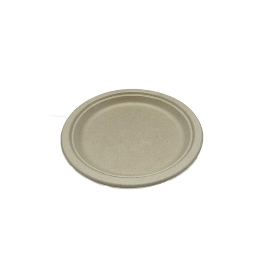 Empress Earth Heavy Weight Plate 9" Natural White Bagasse PFAS Free 4 / 125 cs Brand Name Empress Earth Item EPL-09-PF - Raemart