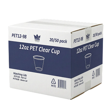 12 oz PET Clear Cups 98 mm (Case 1000) Brand Name Crown Item PET12-98