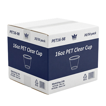 16 oz PET Clear Cups 98 mm (Case 1000) Brand Name Crown Item PET16-98