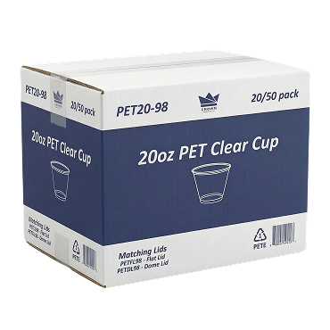 20 oz PET Clear Cups 98 mm (Case 1000) Brand Name Crown Item PET20-98