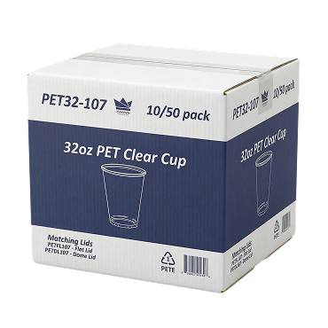 32 oz PET Clear Cups 107 mm (Case 500) Brand Name Crown Item PET32-107