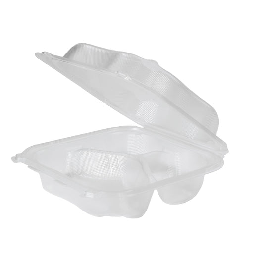 Genpak Clover Clear Hinged Container 3 Compartment 8.35" X 8.32" X 2.88" 2 / 75 cs Brand Name Genpak Item CLX203-CL