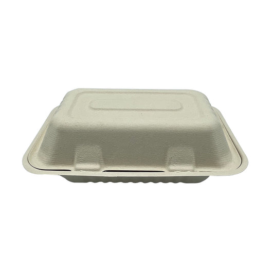 Empress Earth Hinged Container Molded Fiber 9"x6"Hoagie Natural White PFAS Free 2 / 125 cs Brand Name Empress Earth Item EHL-96-PF