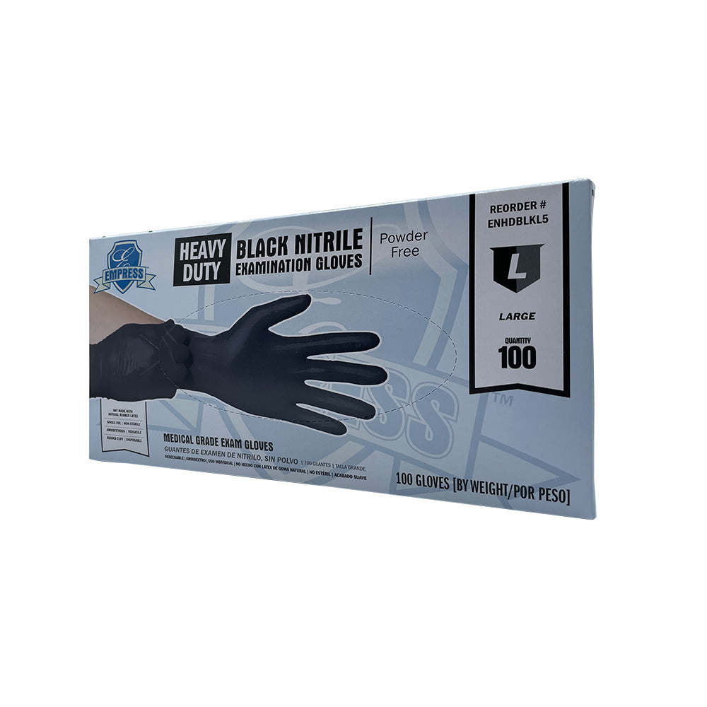 Empress Heavy Duty Nitrile Glove Large, Black, 5 mil Exam Grade 10 / 100 cs Brand Name Empress Item ENHDBLKL5