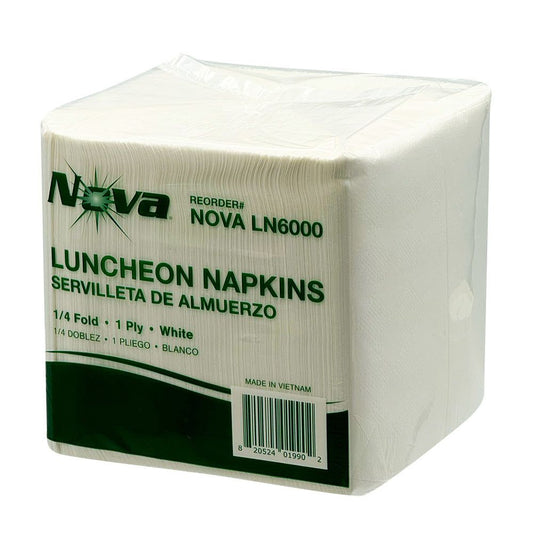 Nova 1-Ply Luncheon Napkin 11.8 x 11.8, White, 1/4 Fold 12 / 500 cs Brand Name Nova Item Nova LN6000 - Raemart