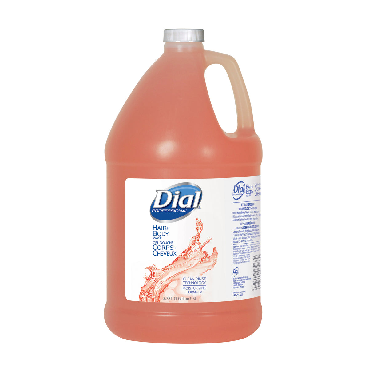 Dial Body & Hair Wash w/ Pump 1 Gallon Peach Scent (Case 4) Brand Item Dial Item 03986