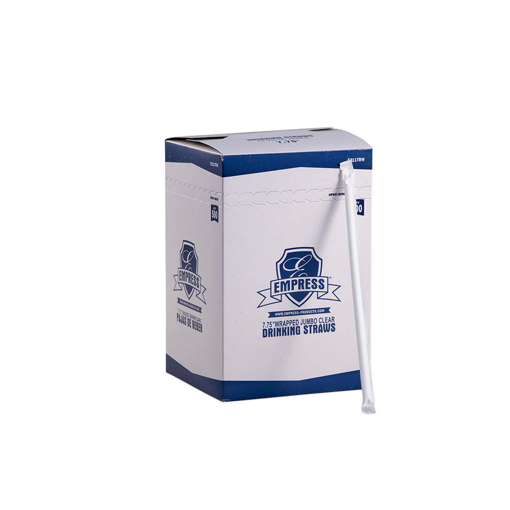 Empress Jumbo Straw Paper Wrapped 7.75" Clear Boxed 10 / 500 cs Brand Name Empress Item E211TRW