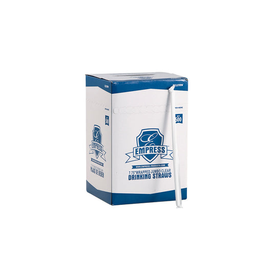 Empress Jumbo Straw Paper Wrapped 7.75" Clear Boxed 24 / 500 cs Brand Name Empress Item E212TRW