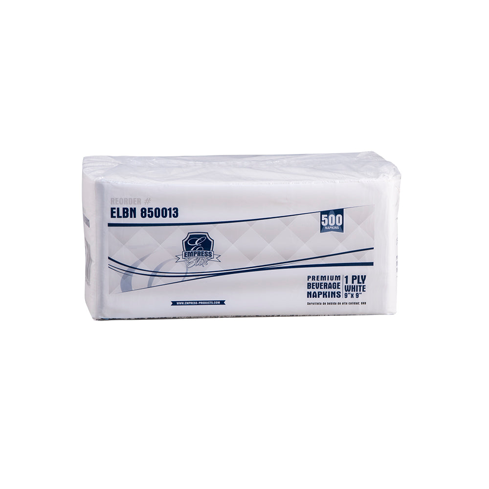 Empress Elite Beverage Napkin 9 X 9, White, 1-ply 8 / 500 cs Brand Name Empress Elite Item ELBN 850013