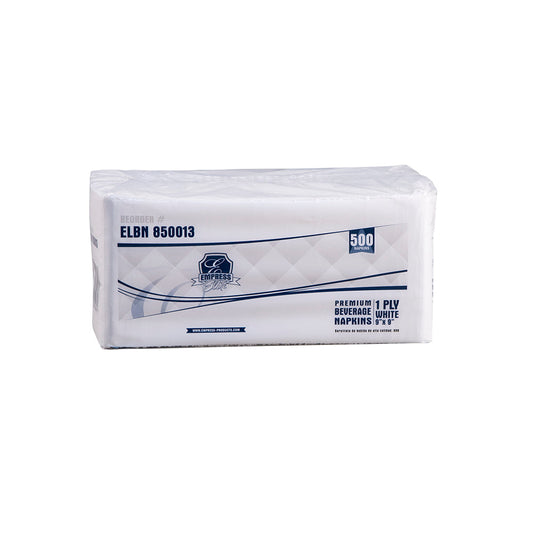 Empress Elite Beverage Napkin 9 X 9, White, 1-ply 8 / 500 cs Brand Name Empress Elite Item ELBN 850013