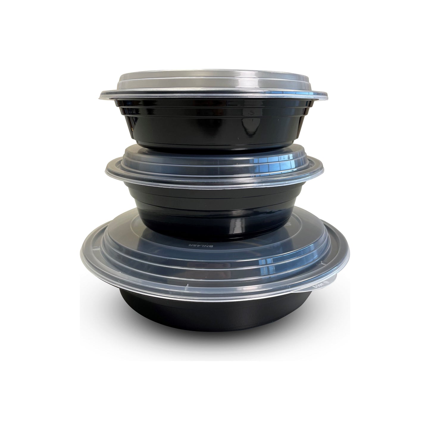 Empress 24 oz 7" Round Container Combo Black Base w/ Clear Lid 6 / 25 cs Brand Name Empress Item EMBL24R