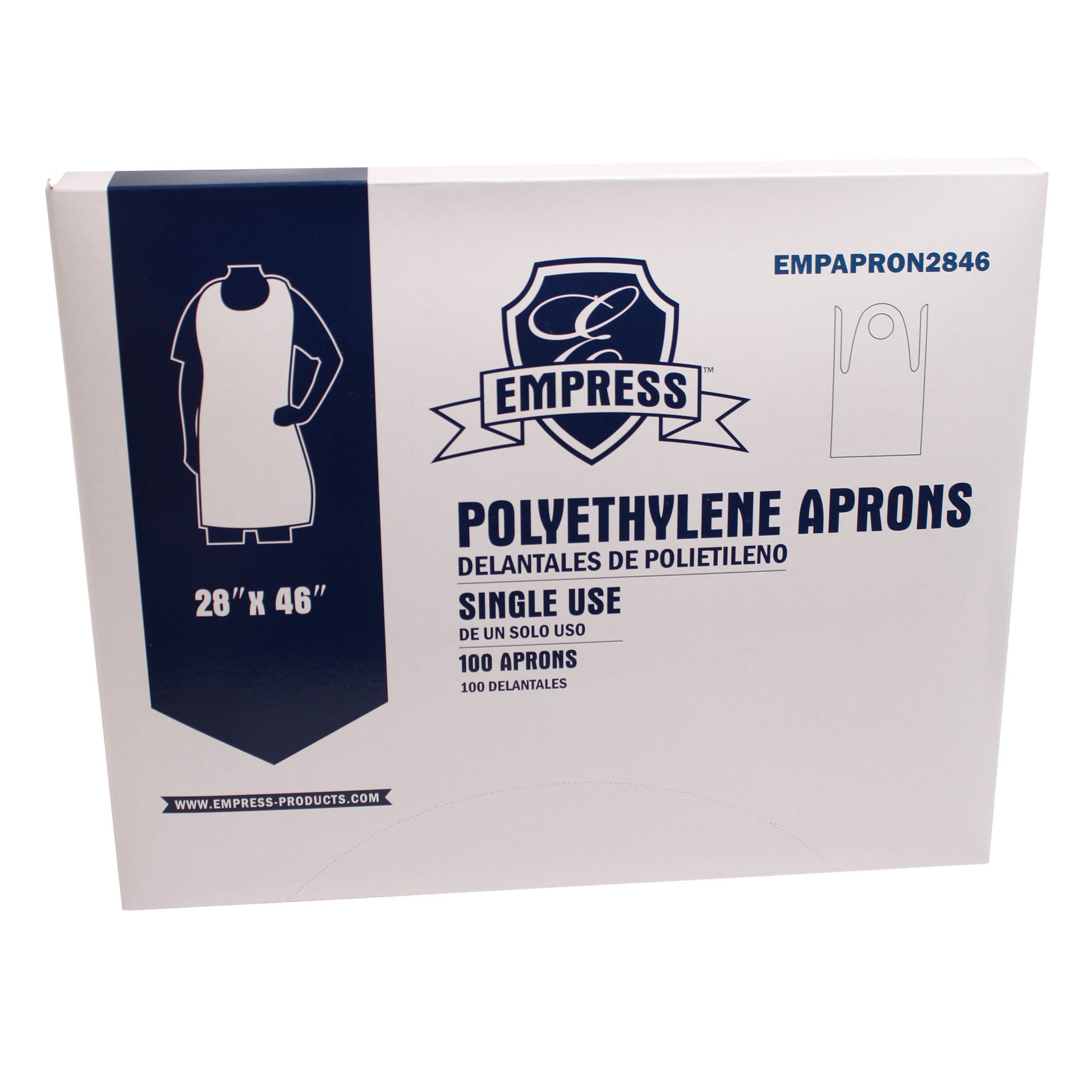 Empress 28" x 46" Polyethylene Apron 10 / 100 cs Brand Name Empress Item EMPAPRON2846 - Raemart
