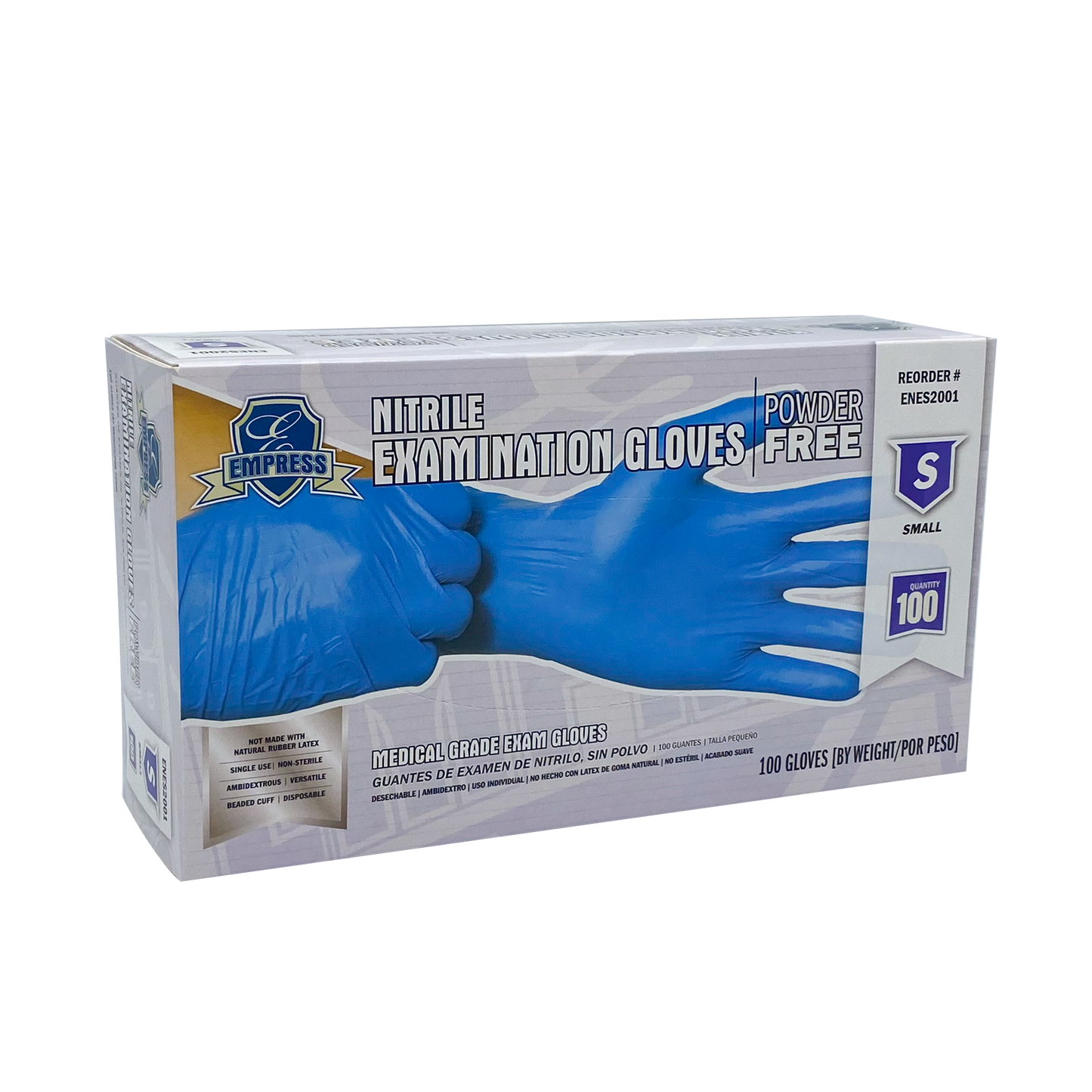 Empress Exam Grade Nitrile Glove Blue Powder Free Small 10 / 100 cs Brand Name Empress Item ENES2001