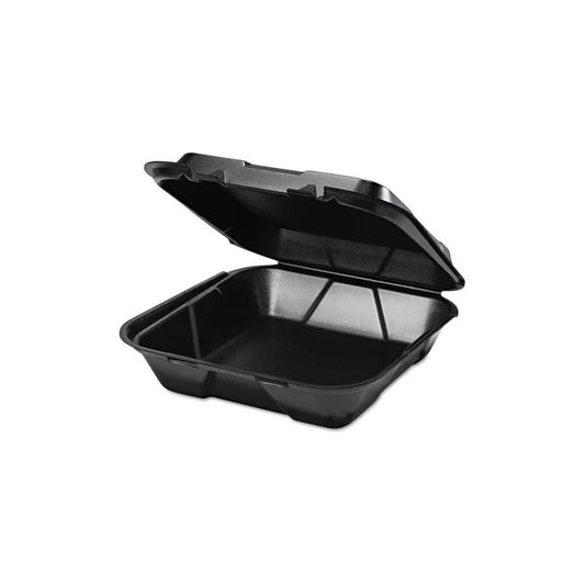 Genpak Large 1-Comp Hinged Container 9-3/16"x9-9/16"x2-21/32" Black Foam 2 / 100 cs Brand Name Genpak Item SN200-3L