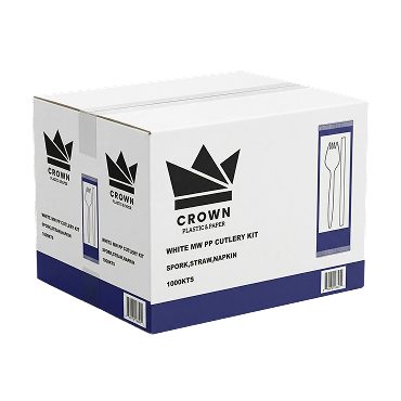 3 pcs Spork Kit White Medium-Weight Brand Name Crown Item CK3WMWPP-1000