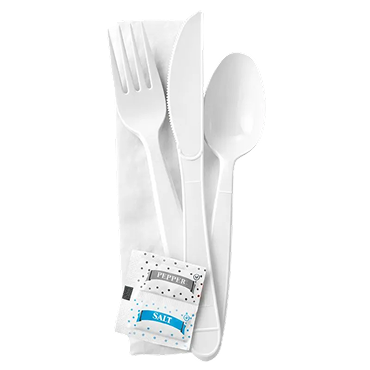 6 pcs Cutlery Kit White Heavy-Weight PP Brand Name Crown Item CKHWWPP-250