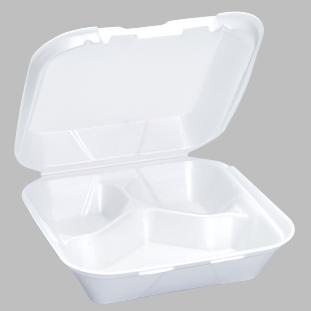 Genpak Medium 3-Comp Hinged Container 8"x 8"x 3" White Foam 2/100 Brand Name Genpak Item SN243