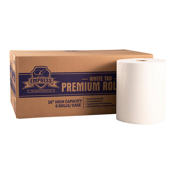 10" TAD Premium Hardwound Towel 800 ft. White (Case of 6 Rolls) - Raemart