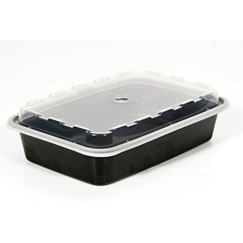 Microwave Safe Containers 16 oz Black Base 150 Sets with Lids - Raemart