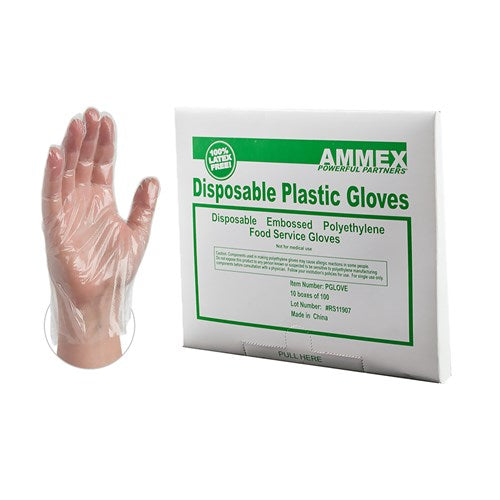 PE Gloves, Clear, Food Serving Plastic Gloves (Box of 1000) - Raemart